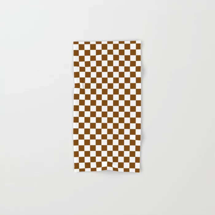 White and Chocolate Brown Checkerboard Hand & Bath Towel | Society6