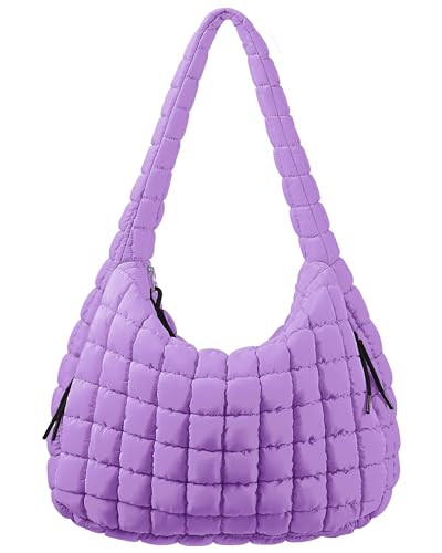 Quilted Puffer Tote Bag for Women Large Tote Bag Puffy Tote Bag with Zipper Lightweight Hobo Bag Crossbody Shoulder Bag | Amazon (US)