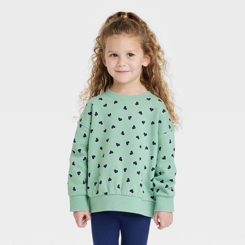 Toddler Hearts Pullover - Cat & Jack™ Green | Target