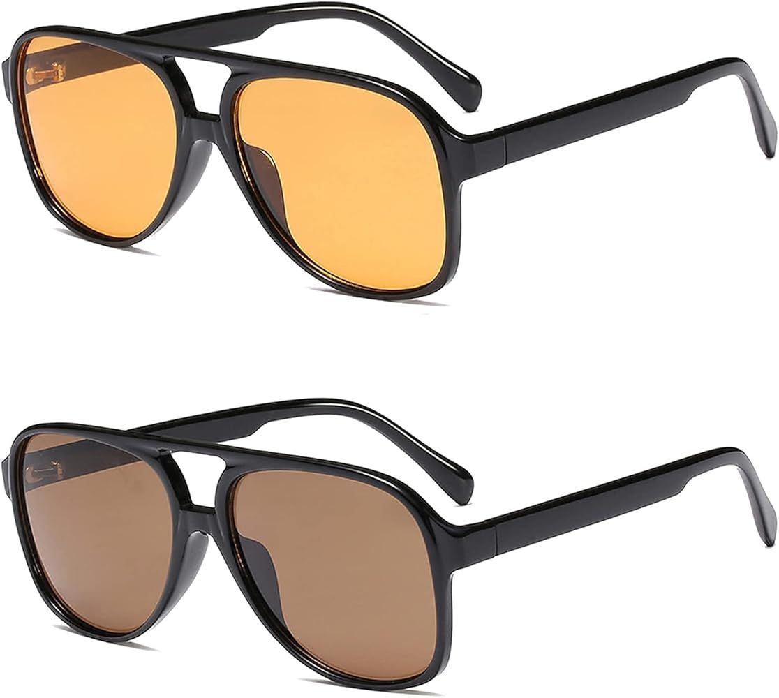 YDAOWKN Retro Aviator Sunglasses for Womens Mens Large Frame Classic 70s Vintage Sunglasses Aviat... | Amazon (US)