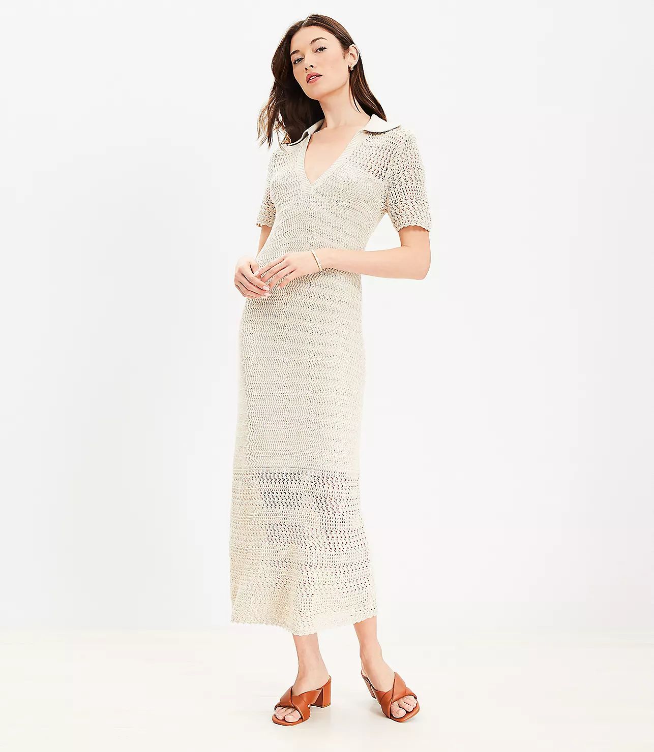LOFT Beach Crochet Short Sleeve Maxi Dress | LOFT