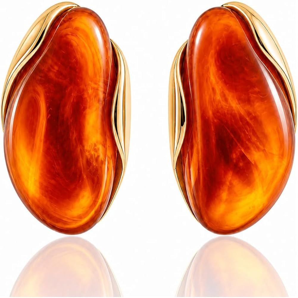 Mchic Large Statement Earrings for Women Trendy, Chunky Resin Dangle Stud | Amazon (US)