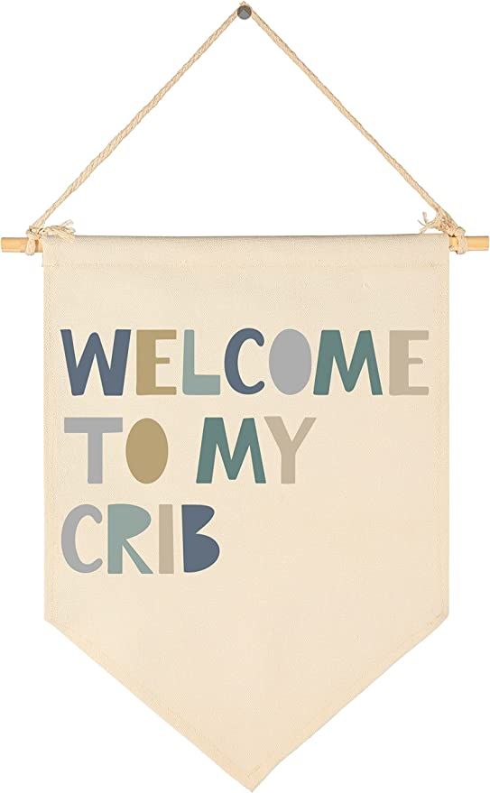 Boys Nursery Gift-Welcome to My Crib- Canvas Hanging Pennant Flag Banner Wall Sign Decor Gift for... | Amazon (US)