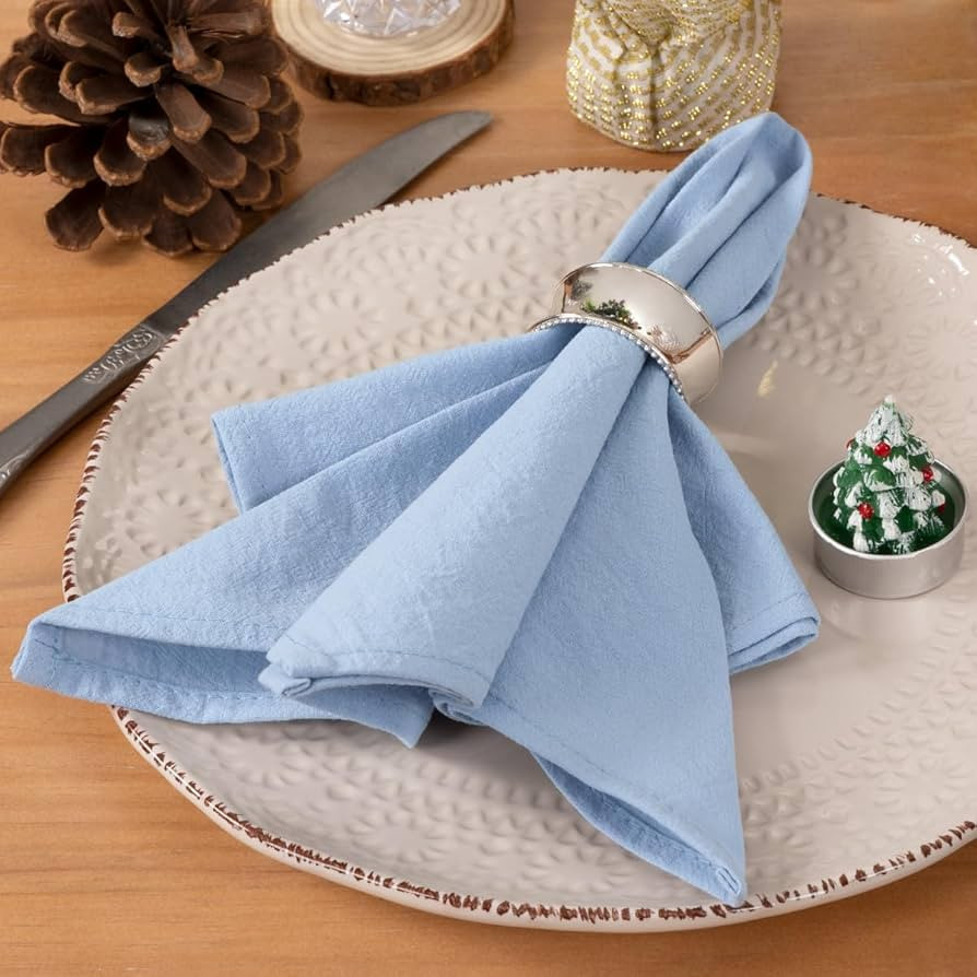 Socomi Linen Napkins Blue Easter Spring Cloth Napkins Bulk Washable Cotton Napkins Set of 4 17"x1... | Amazon (US)
