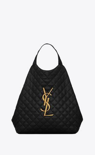 Maxi shopping bag with toggle closure, featuring a removable zipped pouch, decorated with carré-... | Saint Laurent Inc. (Global)