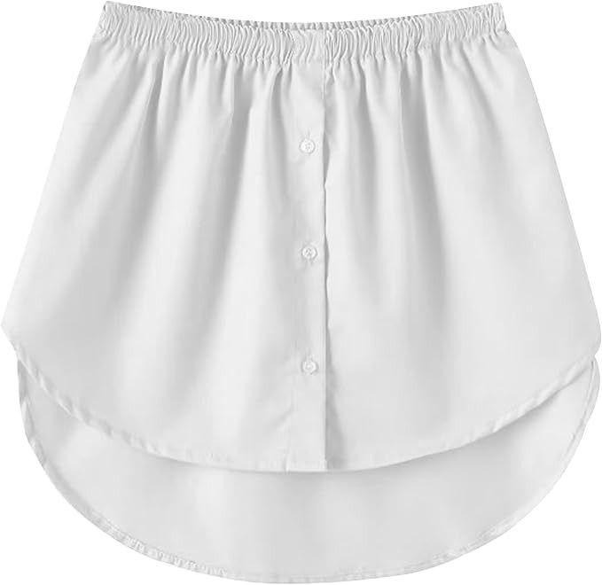 Girstunm Women's Shirt Extender Mini Adjustable Underskirt Removable Layered Sweep Shirt with But... | Amazon (US)
