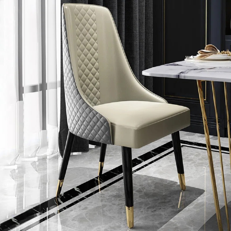 Modern Mid-Century Faux Leather Dining Chair Upholstered In Gray (Set of 2) | Wayfair North America