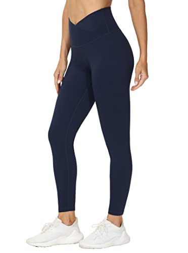 Women's V Cross Waist Yoga Leggings High Waisted Tummy Control Workout Running Pants Blue | Amazon (US)