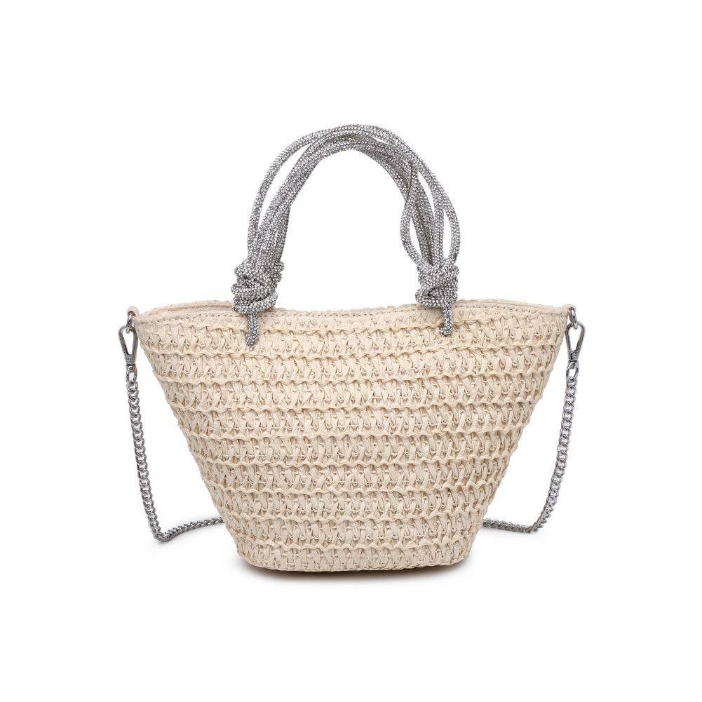 Gaia Straw Mini Tote with Crystal Handles | Teggy French