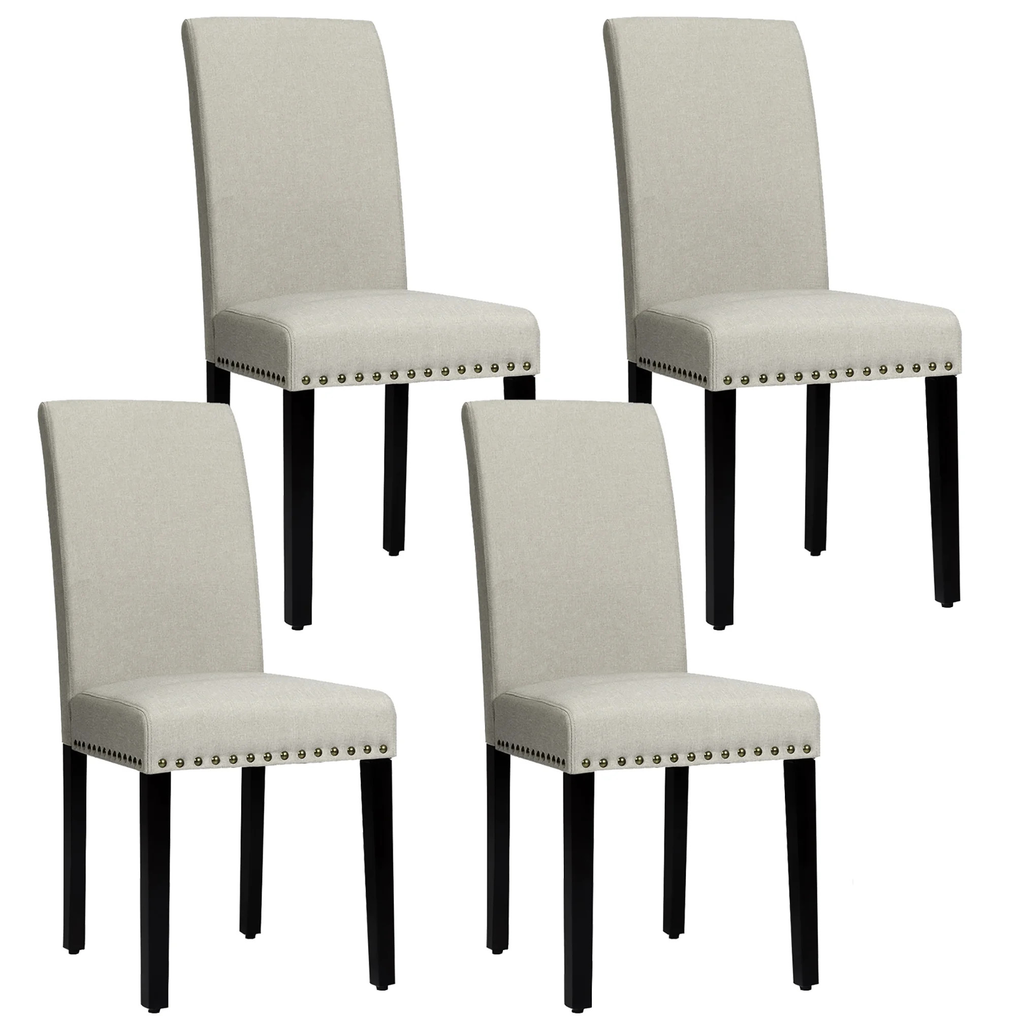 Costway Set of 4 Fabric Dining Chairs w/ Nailhead Trim | Walmart (US)