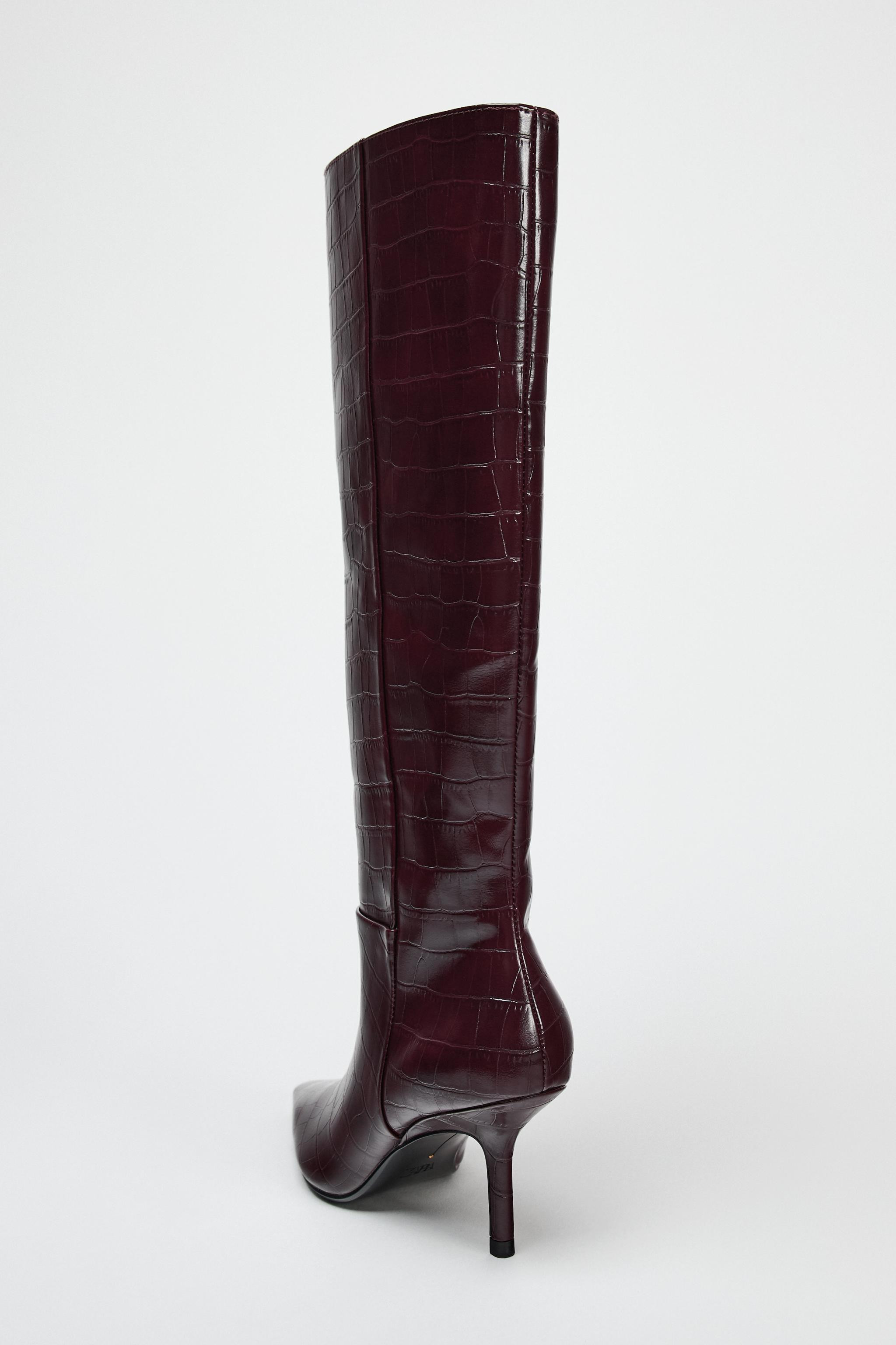 THIN HEEL EMBOSSED BOOTS | Zara US