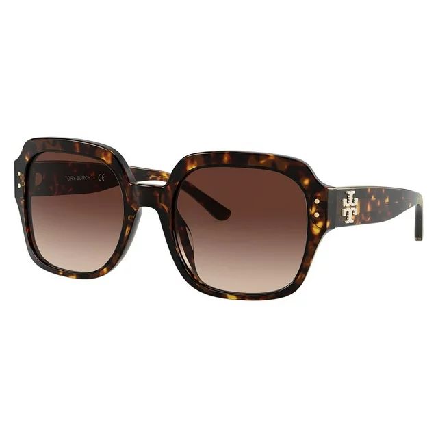 Tory Burch TY 7143U Plastic Womens Square Sunglasses Dark Tortoise 56mm Adult | Walmart (US)