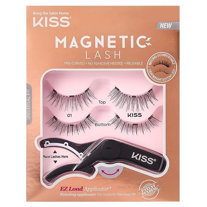 KISS Magnetic Lash 01, Synthetic False Eyelashes with Magnets Under and Over Your Upper Lashes, N... | Amazon (US)