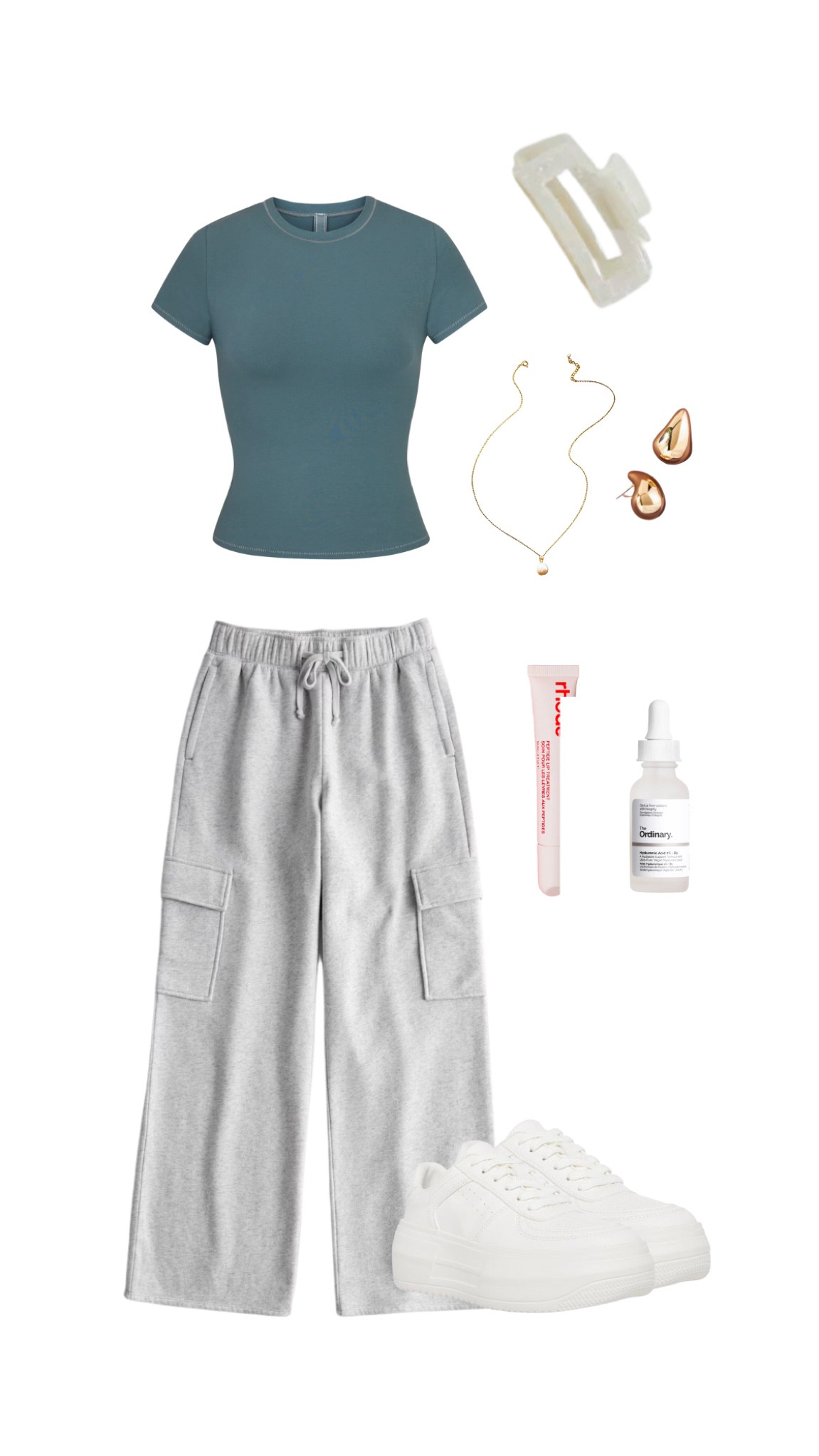 Cozy fall outfit, rainy day, sweat set, skims outfit, fall movie night, white Reebok sneakers, comfy clothes, relaxing day outfit, loungewear, cargo sweat pants, skims tshirt, fall decor, vanilla girl aesthetic, clean girl aesthetic, gold jewelry, rhode lip gloss, casual fall transition outfit, hydrating skincare, hollister haul, affordable fashion

#LTKfindsunder50 #LTKbeauty #LTKfindsunder100