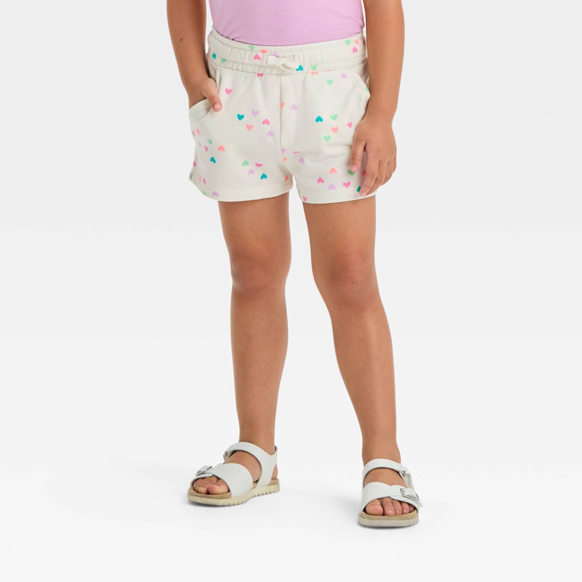 Toddler Heart Knit Shorts - Cat & Jack™ Cream 3T: French Terry, Midweight, OEKO-TEX Certified | Target