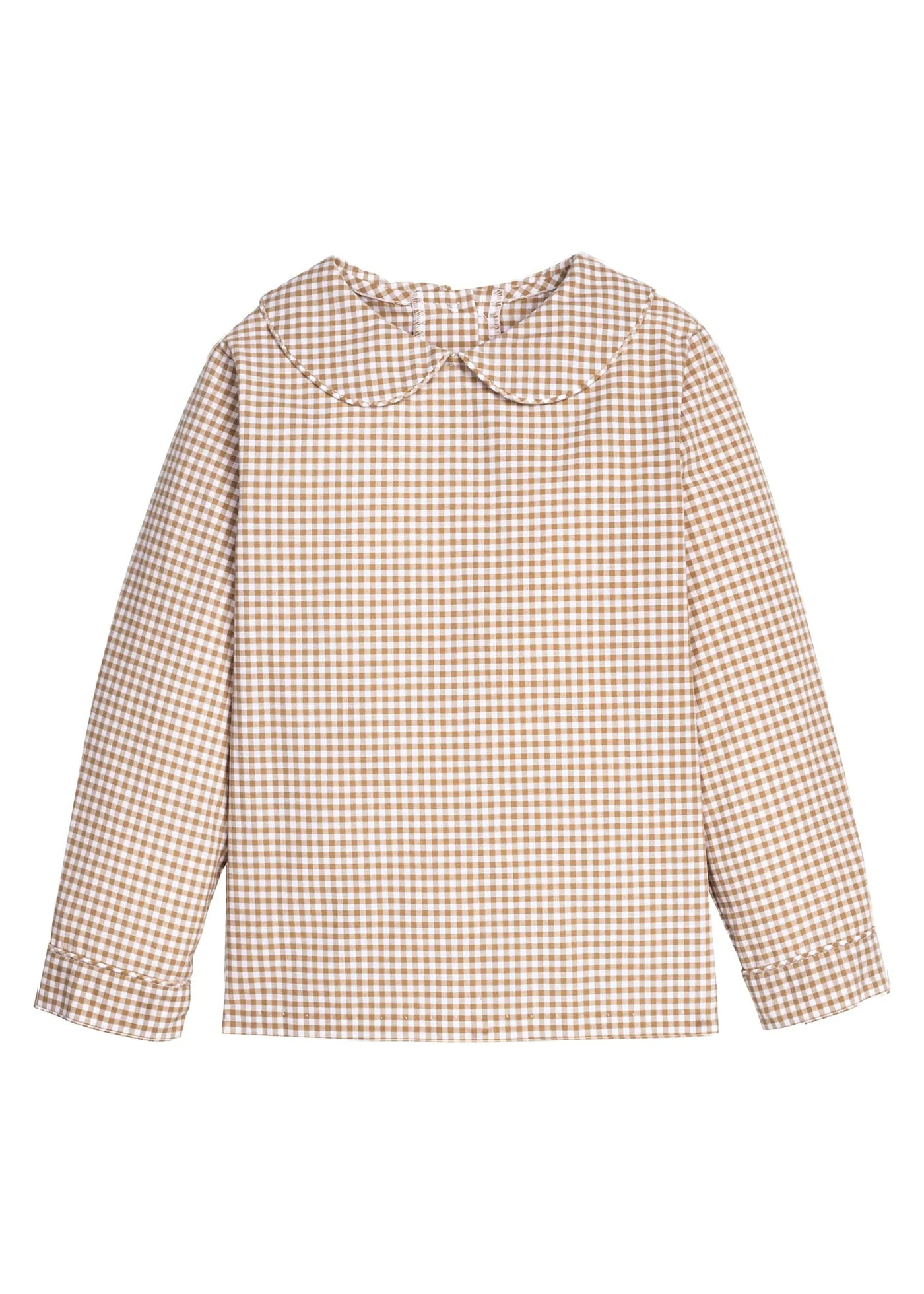 Khaki Gingham Peter Pan Shirt - Classic Little English Top | Little English