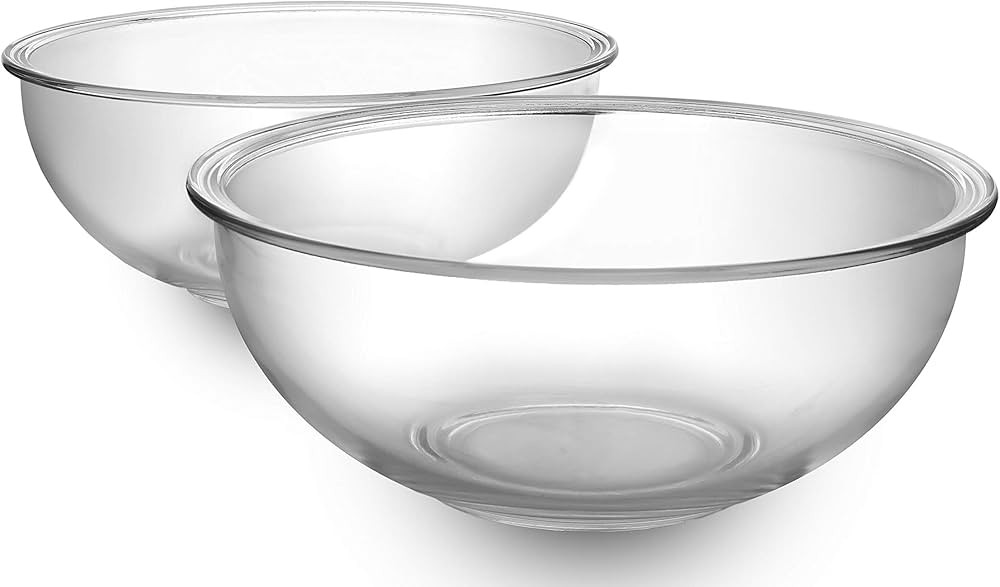 BOVADO USA 4 Quart Glass Bowl for Storage, Mixing, Serving (2 Pack) - Clear, Dishwasher, Freezer ... | Amazon (US)