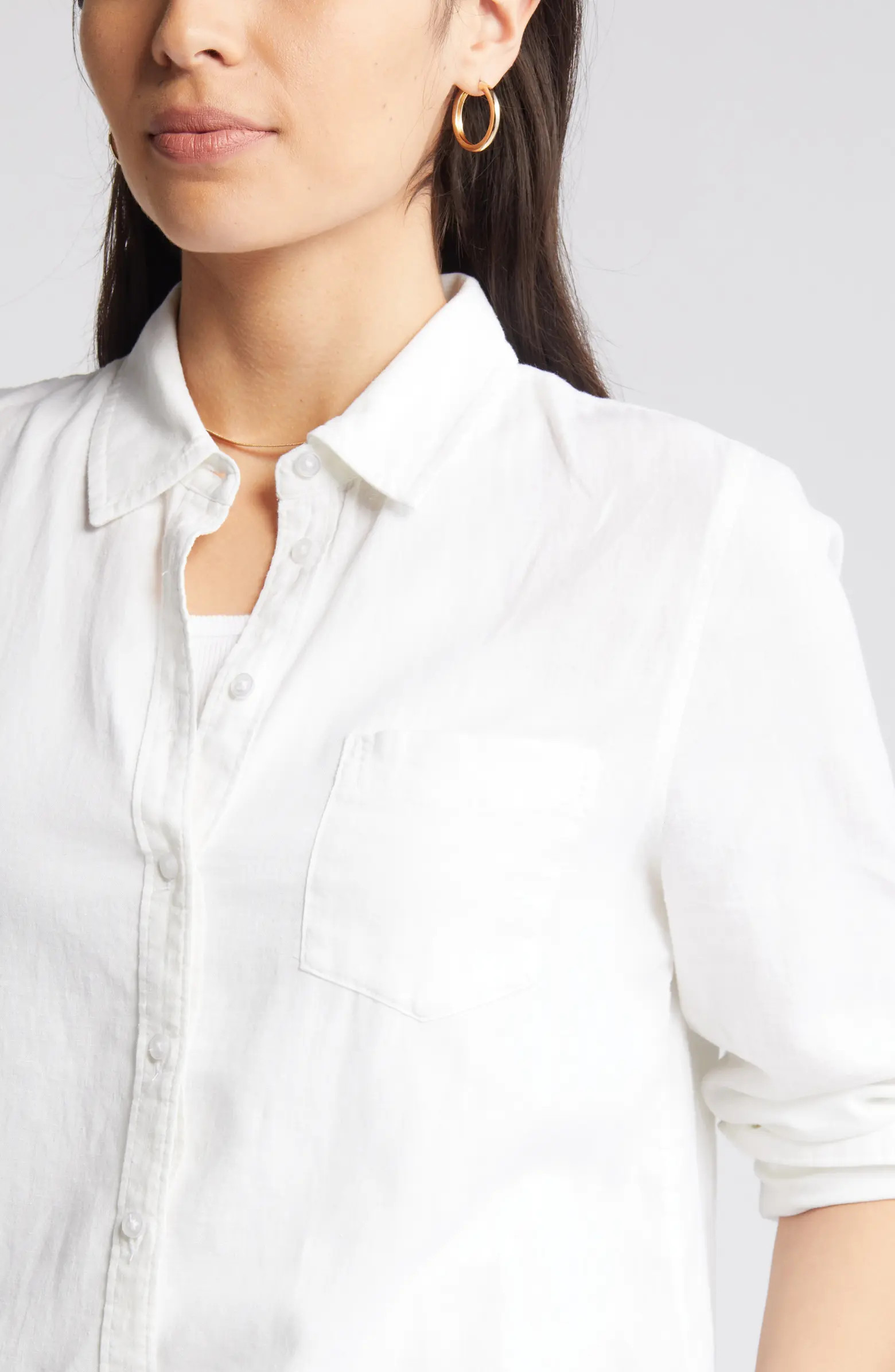 Linen Blend Button-Up Shirt | Nordstrom