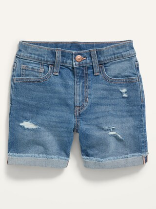 High-Waisted Roll-Cuffed Jean Midi Shorts for Girls | Old Navy (US)
