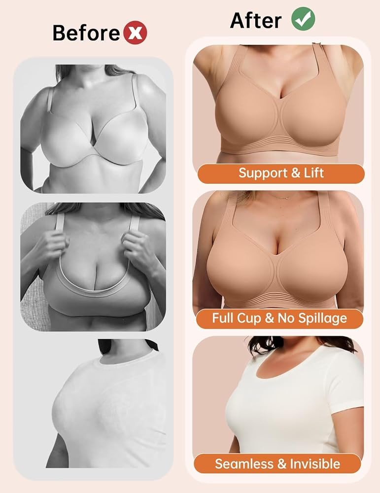 Vertvie Jelly Bras for Women Plus Size Minimizer Soft Wireless Push Up Bra Full Supportive Older ... | Amazon (US)