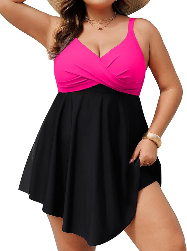 Hanna Nikole Women Plus Size One Piece Swim Dress Tummy Control Swimsuits Twist Front Bathing Sui... | Amazon (US)