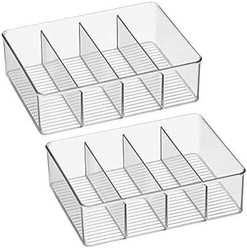 mDesign Plastic Stackable Tea Bag Storage Organizer Bin with 4 Divided Compartments - Holder for ... | Amazon (US)