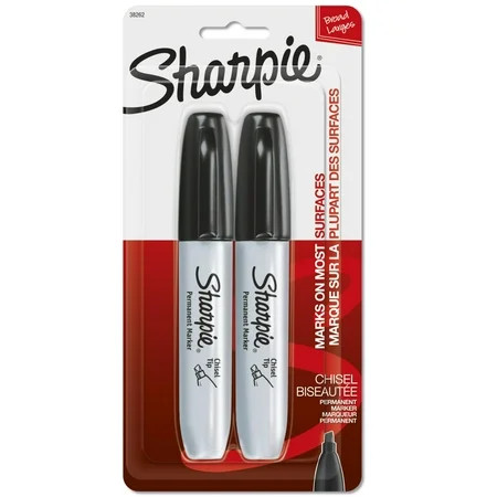 Sharpie Permanent Markers, Chisel Tip, Black, 2 Count | Walmart (US)