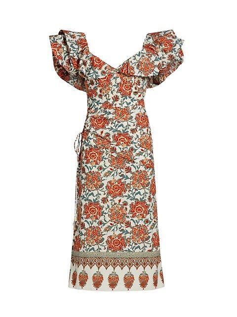Art De Vivre Puff-Sleeve Midi Dress | Saks Fifth Avenue