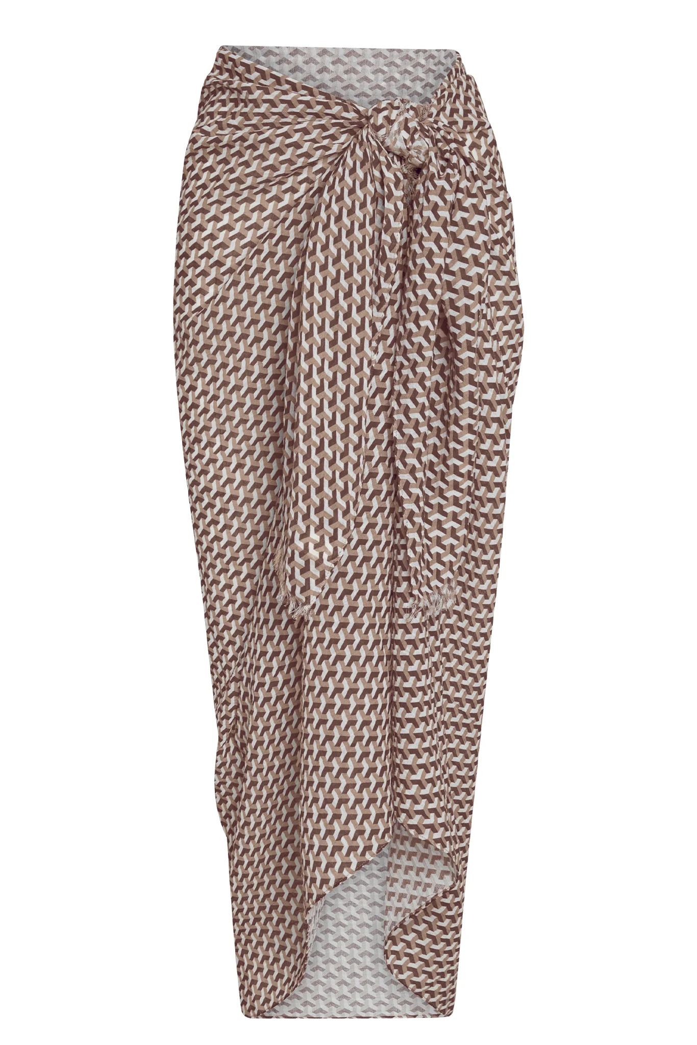 St. Tropez Sarong - Husk Geo Crinkle Linen | Monday Swimwear