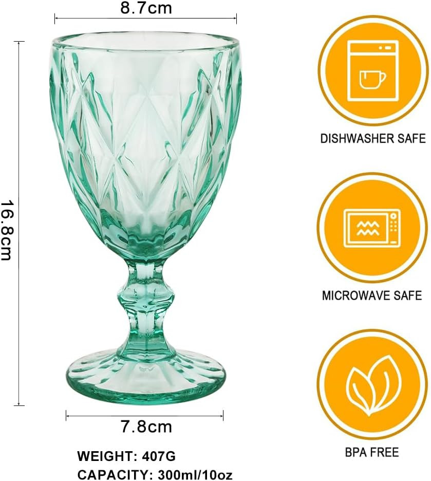 Pure Light blue Wine Glasses 6Pcs a Set Solid Colors Glass Goblets Dishwasher Safe Colored Glassw... | Amazon (US)