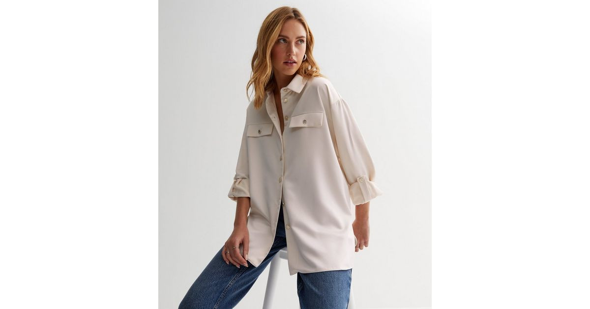 Cream Satin Utility Shirt
						
						Add to Saved Items
						Remove from Saved Items | New Look (UK)