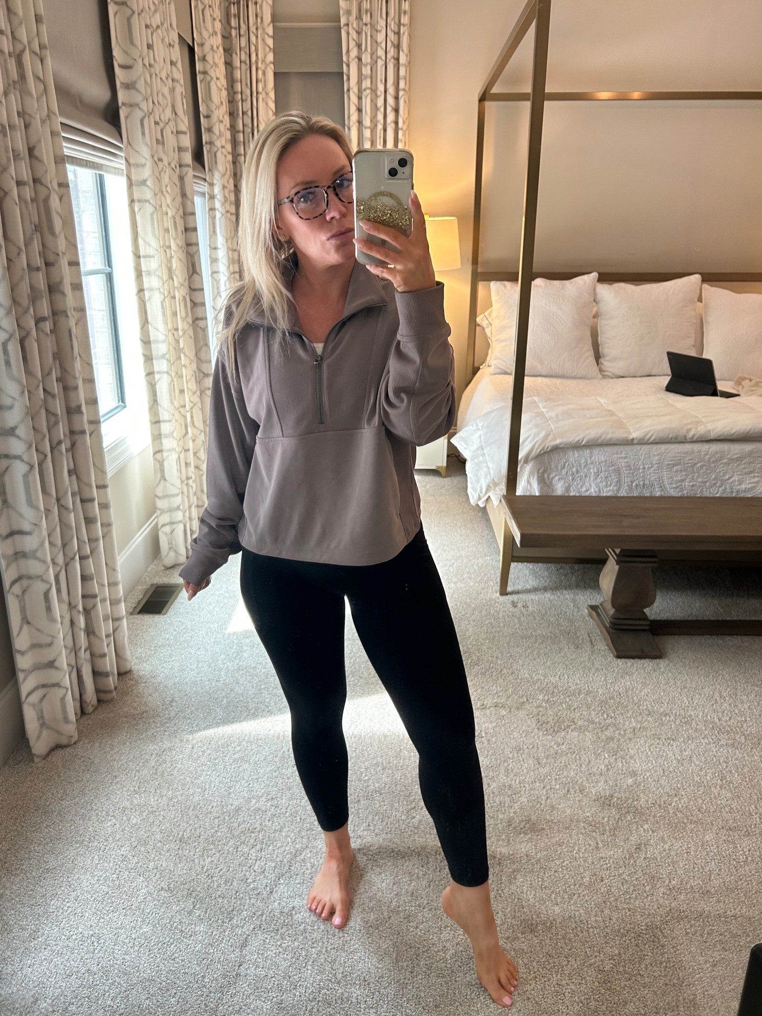 Another comfy athleisure outfit on repeat. I love these leggings so much that I own 3 pair in black. Wearing a small in the leggings and medium in the half zip, which is buttery soft. #athleta

#LTKOver40 #LTKPetite #LTKFindsUnder100