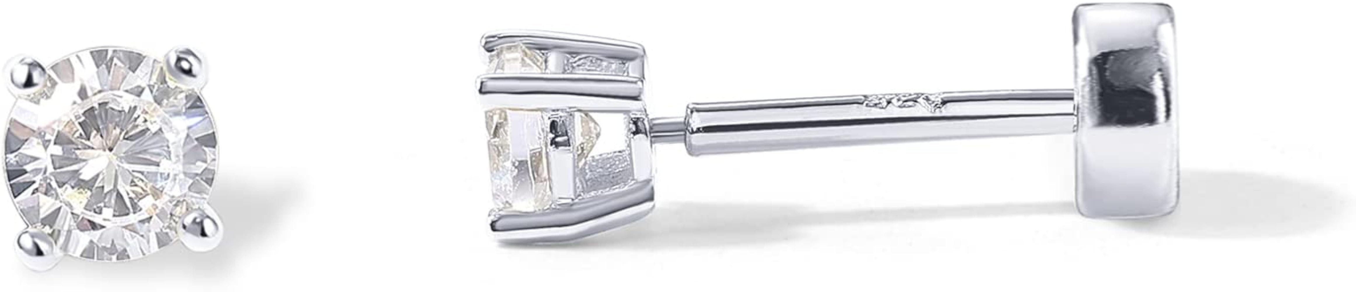 PAVOI 14K Gold Plated Solid 925 Sterling Silver Post Cubic Zirconia Stud Flat Back Earrings for W... | Amazon (US)