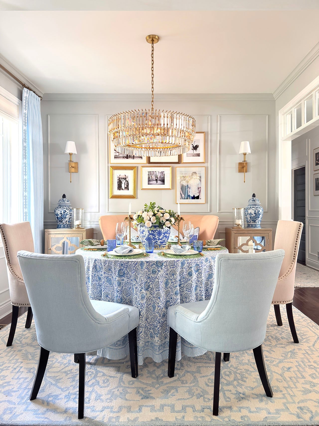 Chic dining room and tablescape details with block prints and gorgeous color!

#LTKhome #LTKstyletip