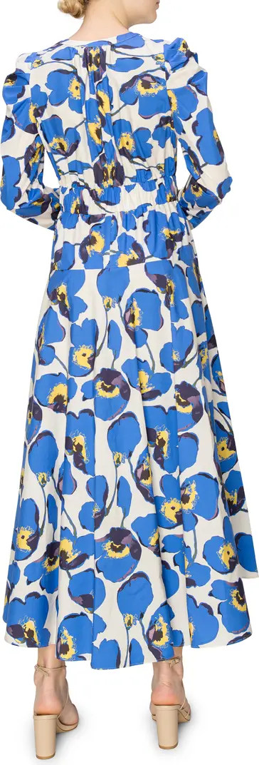 Floral Print Belted Long Sleeve A-Line Dress | Nordstrom