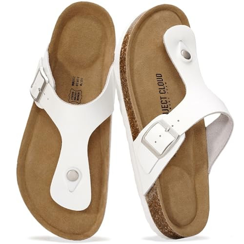 Project Cloud 100% Genuine Leather Thong Sandals Women Footwear - Memory Foam Insole Womens Sandals - Non-Slip Womens Flip Flops - Lightweight Sandals for Women 2026 (Britani, WHITELEATH,5.5M) | Amazon (US)