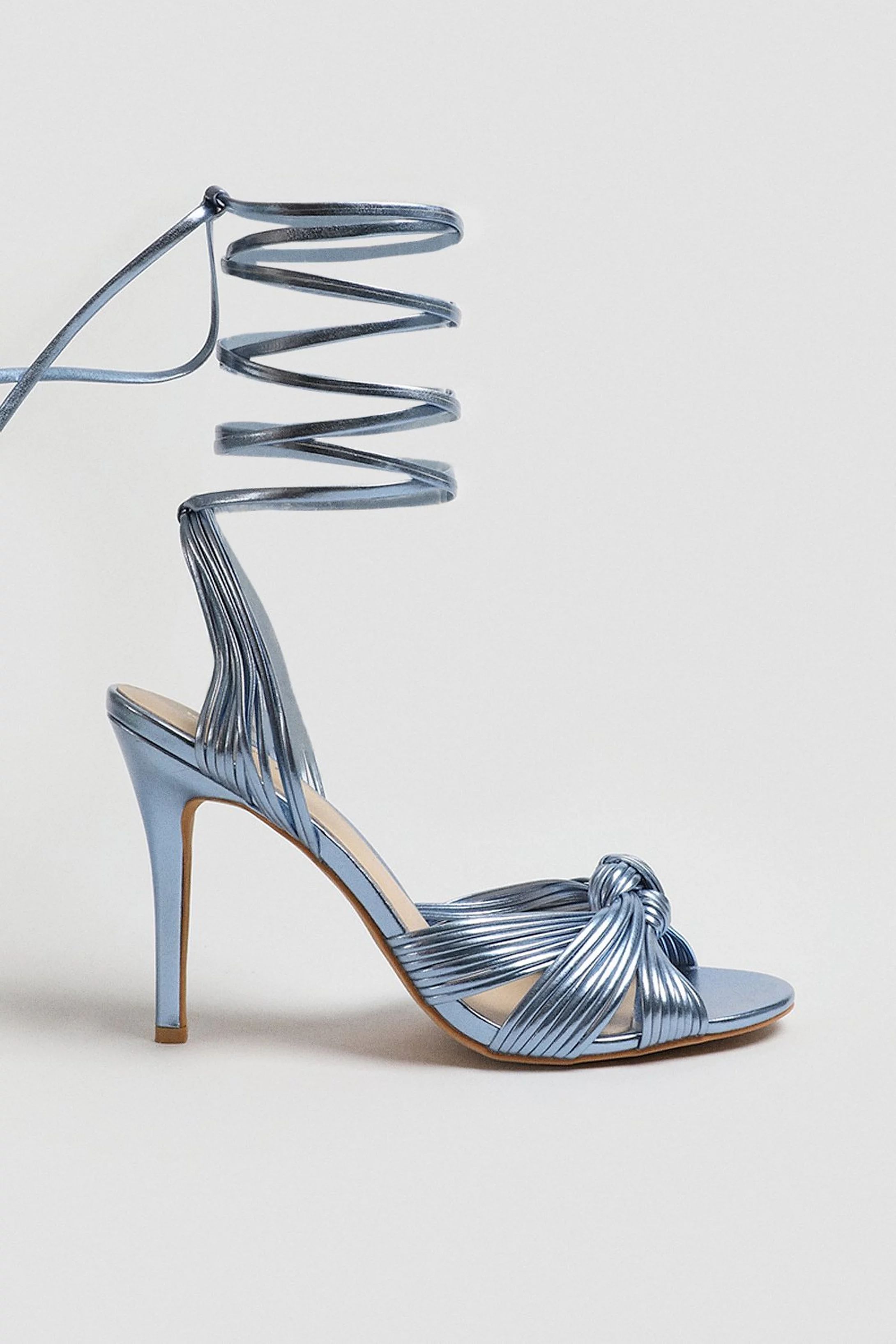 Leather Strappy Knot Detail Heels | Karen Millen US