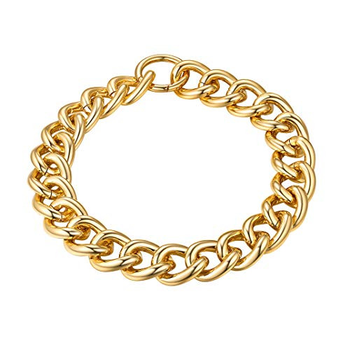 GOLDCHIC JEWELRY Oversized Chain for Women, 23mm Punk Chunky Chainlink Choker Necklace, Gold Cuban Link 20'' Choker for Wife | Amazon (US)