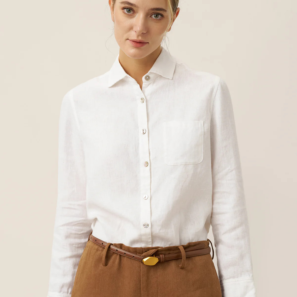 100% Linen Classic Shirt Top SAVANNAH | LINTICO