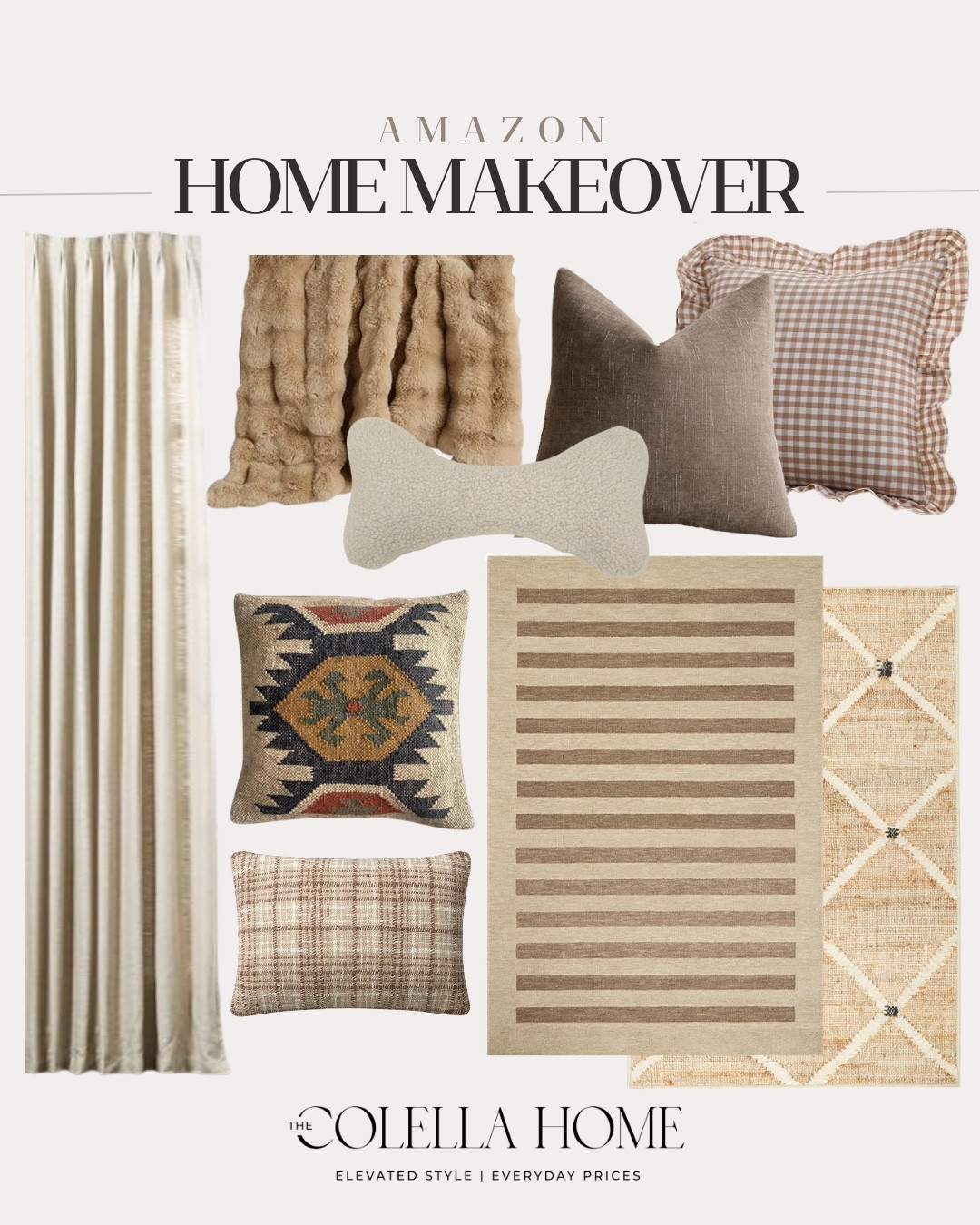 Home makeover textiles includes throw pillows, area rugs, throw blanket, and curtains.

Home decor, looks for less, neutral home, home accents

#LTKSaleAlert #LTKHome #LTKSeasonal