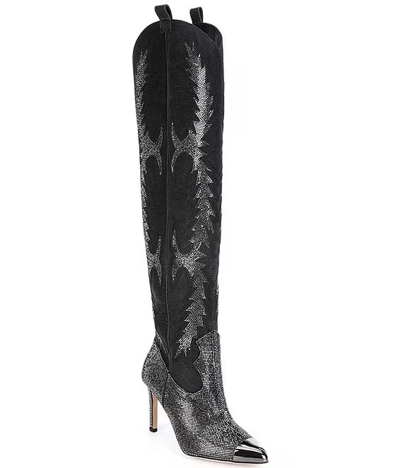 Gianni Bini KatyannaTwo Narrow Calf Rhinestone Over-the-Knee Western Boots | Dillard's | Dillard's