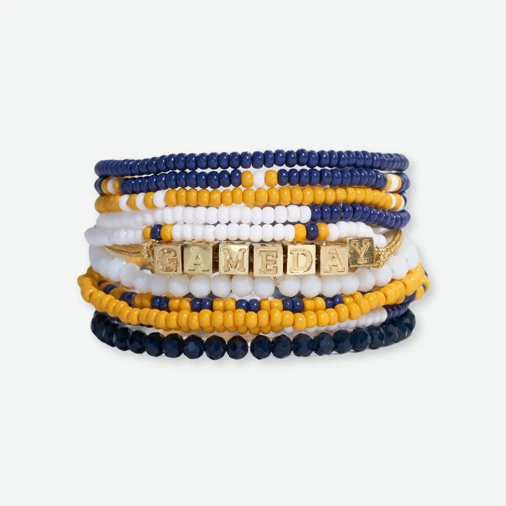 Bracelet Stack Game Day Navy + Yellow + White | INK+ALLOY