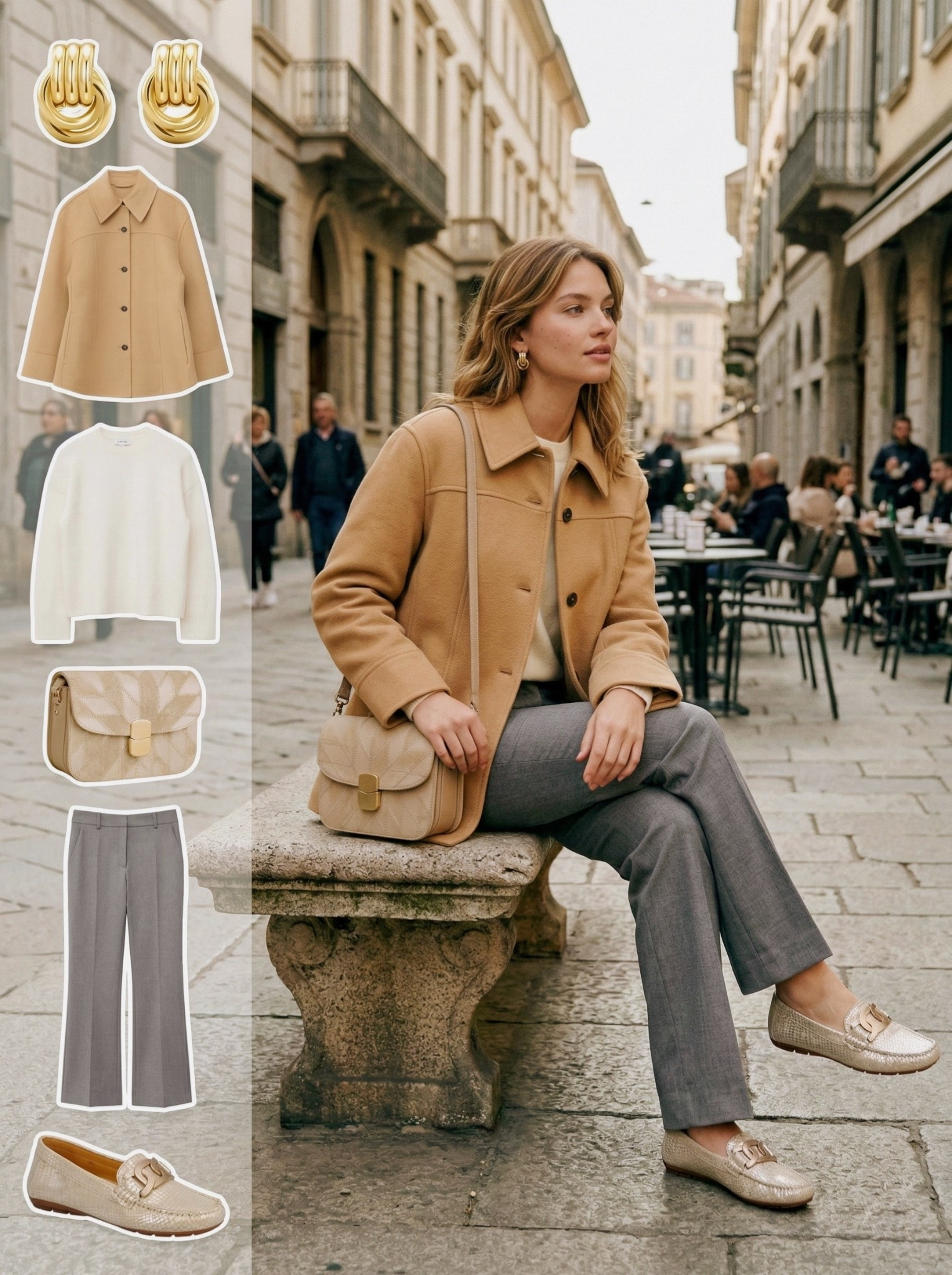 ✨ Soft Camel & Tailored Neutrals ✨

A refined city look built around warm camel layers and elegant neutral tones. The structured camel jacket adds polish and timeless sophistication, paired with a soft cream knit that keeps the outfit light and balanced.

Tailored grey trousers create a clean, elongated silhouette that feels both modern and versatile. Textured neutral loafers bring subtle shine and comfort for all day wear, while the quilted beige crossbody bag ties the palette together beautifully. Sculptural gold earrings complete the look with a warm, polished glow.

🤍 Style Notes:
• Camel tailored jacket for classic structure  
• Soft cream knit for a refined base layer  
• Tailored grey trousers for a sleek silhouette  
• Textured neutral loafers for polished comfort  
• Quilted beige crossbody bag for tonal balance  
• Gold statement earrings for luminous warmth  

Everything linked and ready to shop ✨

#LTKootd #LTKSeasonal #LTKChic

#LTKgrwm #LTKootd #LTKWorkwear

#LTKSpringSale #LTKootd #LTKgrwm