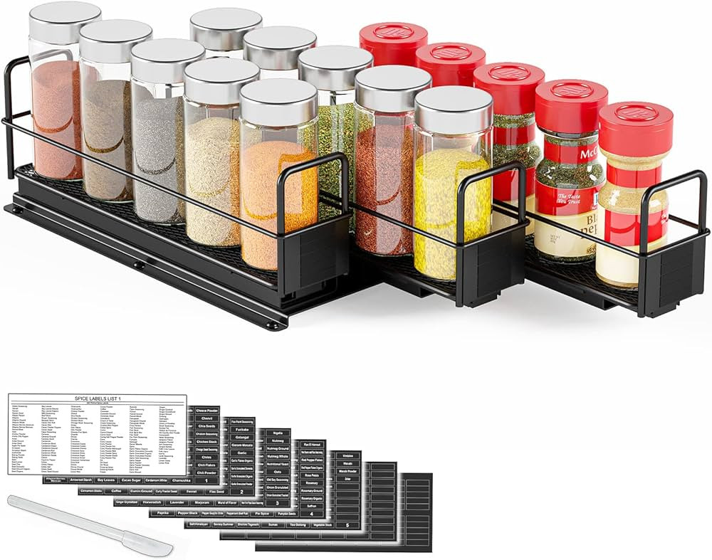 SpaceAid Pull Out Spice Rack Organizer for Cabinet, Heavy Duty Slide Out Seasoning Kitchen Organi... | Amazon (US)