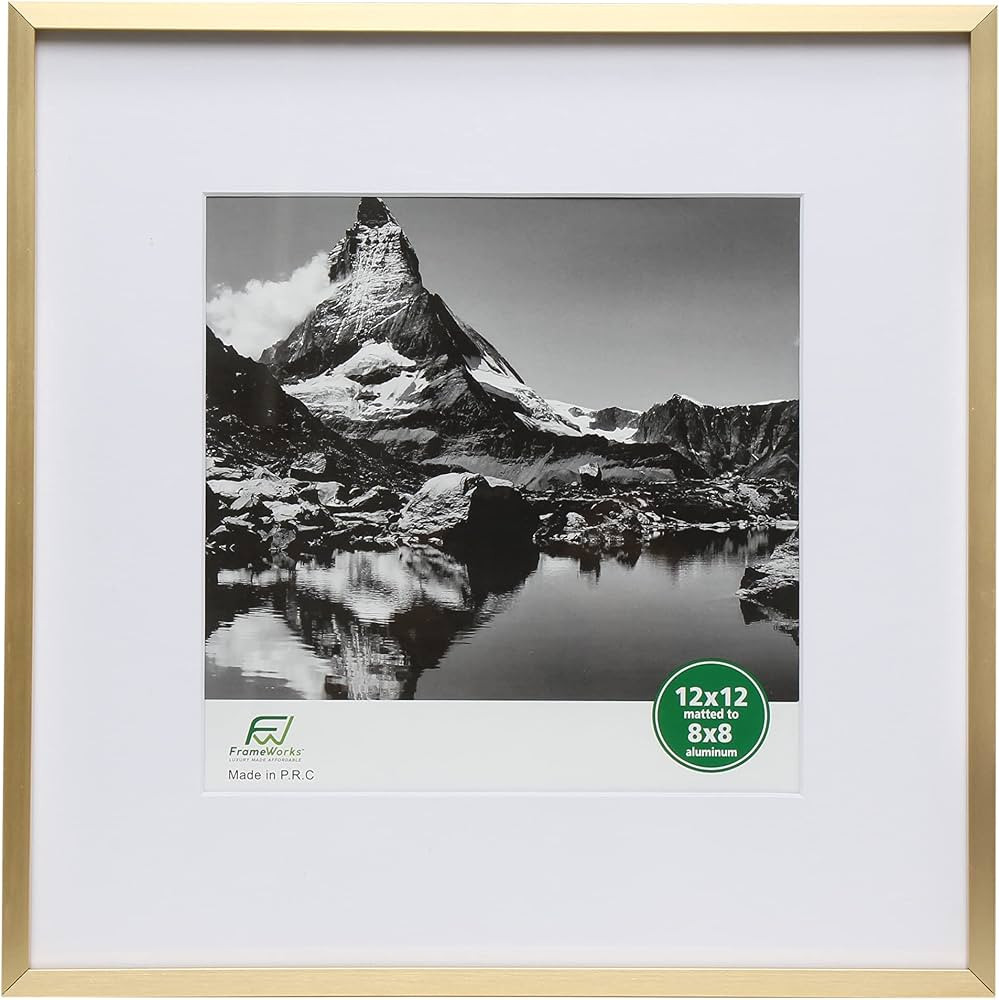 FrameWorks 12”x12” Matted to 8”x8” – Deluxe Brass Gold Aluminum Contemporary Picture Fr... | Amazon (US)