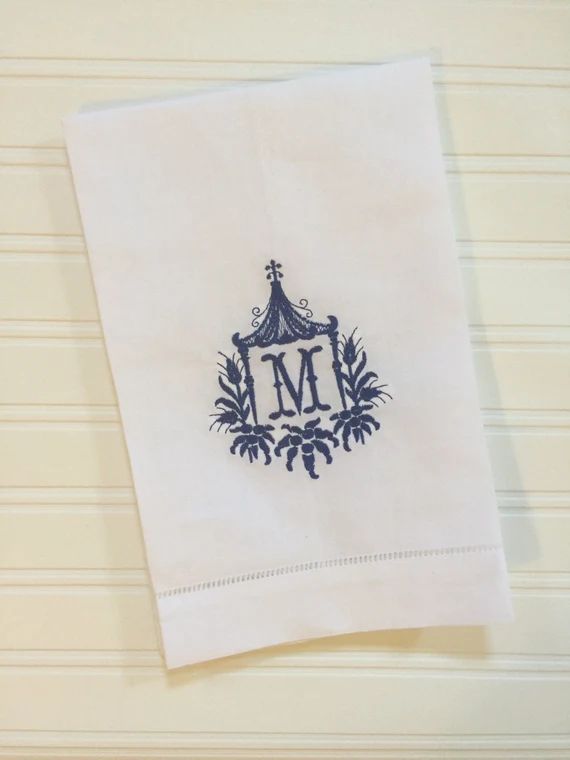 Monogrammed Pagoda Towel Tea Towel Linen Guest Towel Linen | Etsy | Etsy (US)