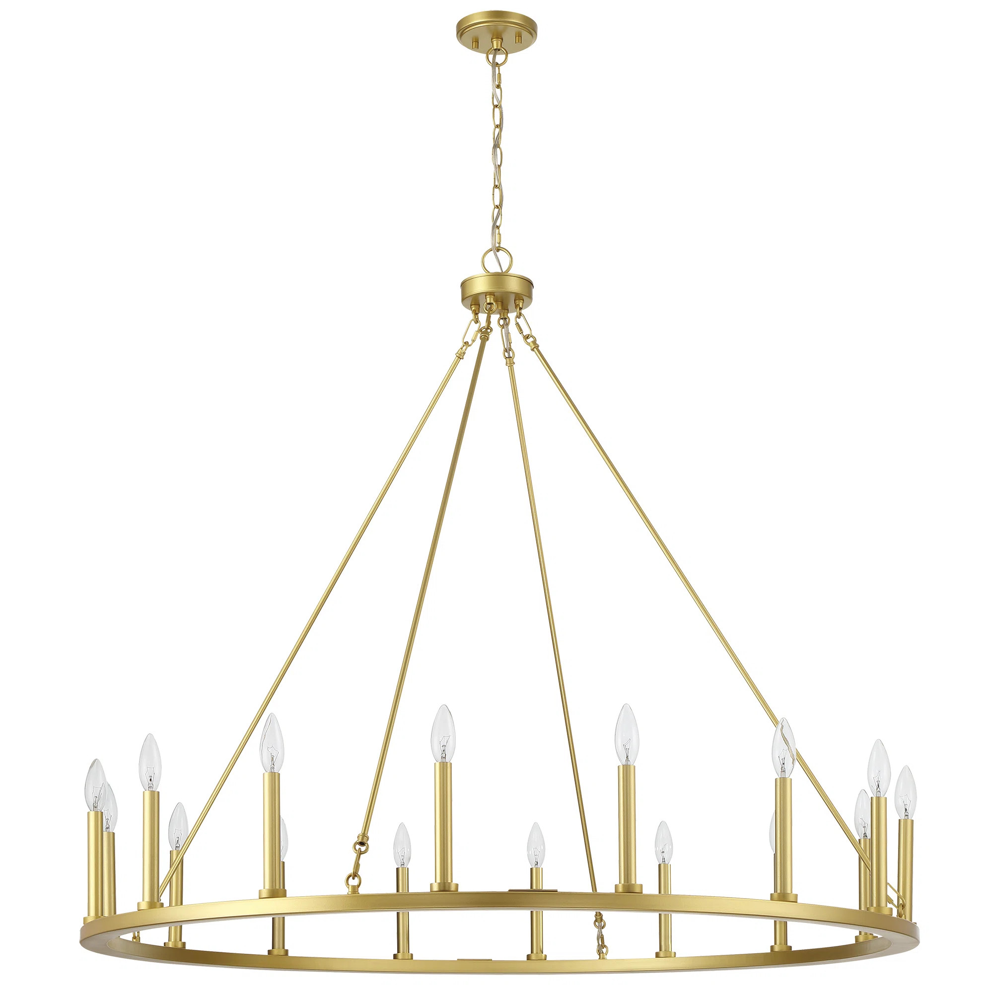 Lark Manor™ Avalee 16 - Light Living Room Steel Dimmable Wagon Wheel Chandelier UL Certified & ... | Wayfair North America
