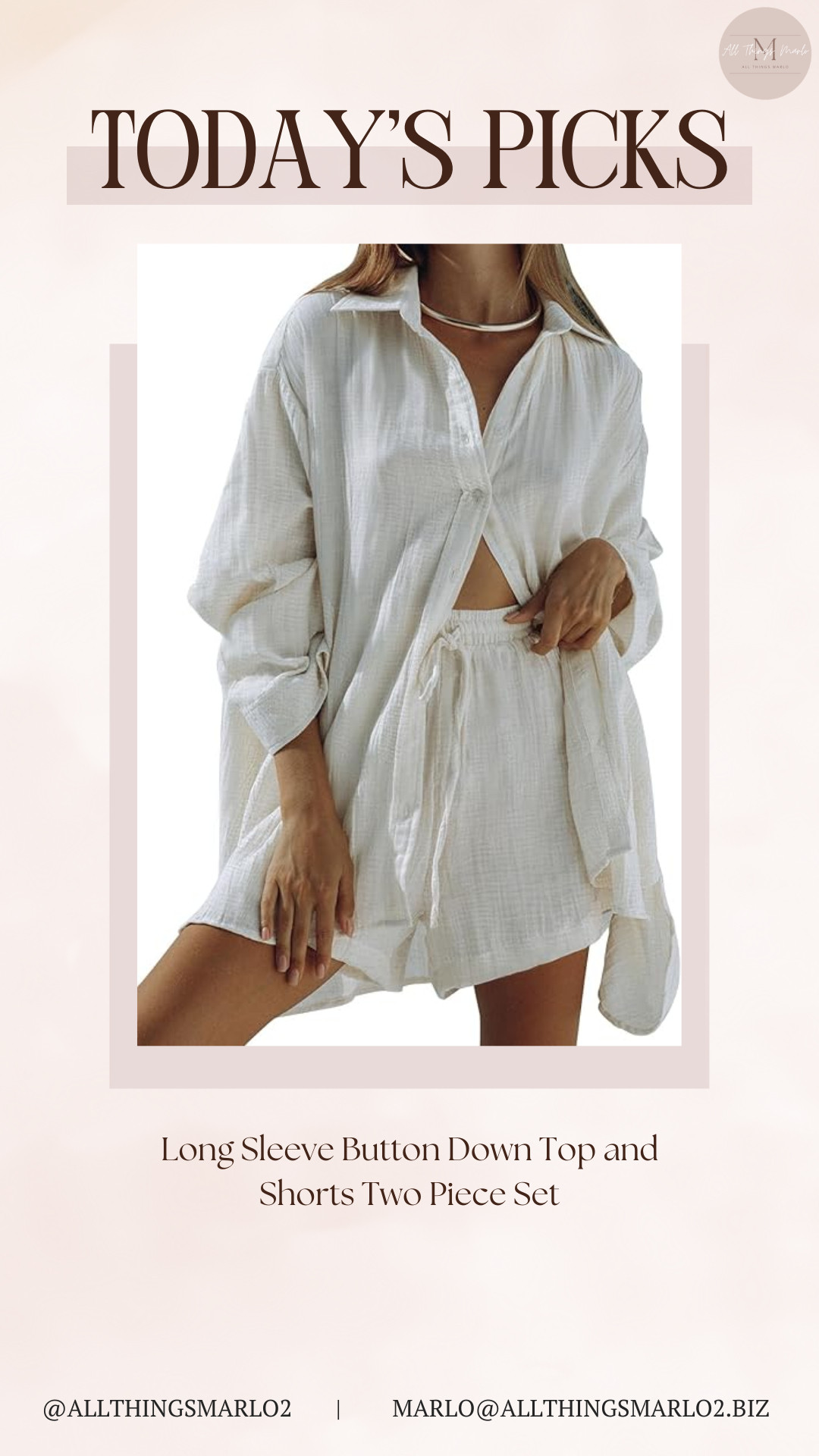 Long Sleeve Button Down Top and Shorts Two Piece Set 

 #LTKootd #LTKSwim #LTKTravel