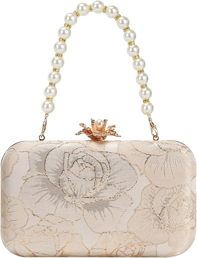 Womens Vintage Floral Embroidery Clutch Evening Handbag Shoulder Bags Purse for Wedding Party Pro... | Amazon (US)