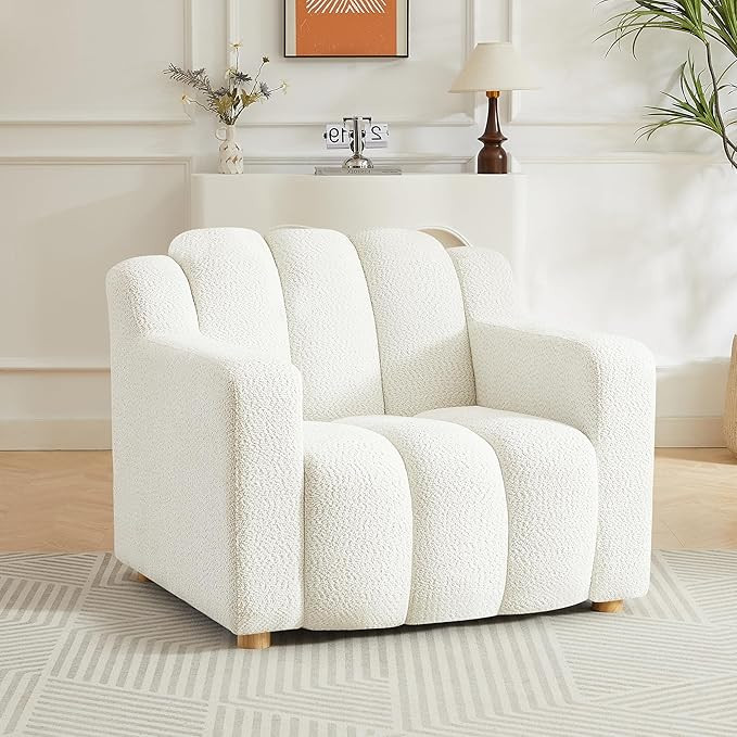 Modern Accent Chair w/Chenille Fabric, 40' Wide Upholstered Single Sofa Armchair w/Deep seat for ... | Amazon (US)